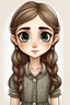 Placeholder: Create a illustration depiction of a cute Pakistani girl with big grey eyes, sporting a casual dress and a charming long one side braid hairstyle."
