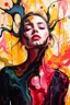 Placeholder: A women painted with Liquid abstract painting,