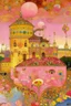 Placeholder: A pink magic genie castle painted by Gustav Klimt