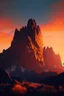 Placeholder: big rock mountains with and orange dawn sky with no clouds