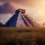 Placeholder: Chichen Itza, sunset, rainbow sunset, waterfall, palms, twigs, spring, sunset rainbow, bridge flying birds, unreal engine 5, cinematic lighting, realistic, hyper detailed, 8k, octane render