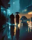 Placeholder: A rain-soaked city street, slick with the reflection of neon signs, the only source of light in an otherwise dark and mysterious scene. Long shadows stretch across the pavement as silhouettes of trench-coated figures move through the fog, hinting at secret meetings and hidden agendas.