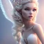 Placeholder: Snow white, beautiful, soft, smiling, straight and long blonde hair, dewy and shiny vibe, diamond crown, long fairy wings in the back, full head