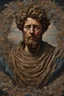 Placeholder: Marcus Aurelius, 4k quality, vivid, existential facial expression, art, vivid, intricate, tragedy, war, pain, painting