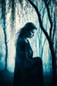 Placeholder: woman sad, sad willow, loneliness, double exposure by avant-garde photography