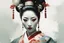 Placeholder: Jeremy Mann style painting, Oiran portrait, white make up on her face, traditional Kimono, digital matt painting, Jeremy Mann style, with rough paint strokes