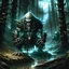 Placeholder: Fantasy illustration of a Anime of a good norse necromancer troll living i the black forest in the north