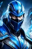 Placeholder: portrait of Sub-Zero from Mortal Kombat, 4k resolution, anime line art, with clear lines, no shadows, on a pure ice background suitable for Sub-Zero, fully colored with stunning colors