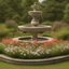 Placeholder: A beautiful flower garden with a stone fountain in the middle