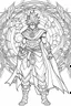 Placeholder: outline art An evolved Cosmic Superman .Naruto cinematic lighting, high resolution 3D render art coloring pages with witch, white background, Sketch style, full body, use outline, Mandala style, clean line art, white background, no shadows and clear and well