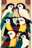 Placeholder:  a group of parrots that are on top of each other, a poster by Nōami, ukiyo-e, anime aesthetic, minimalist.