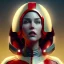 Placeholder: woman, rounded face, red hair, round helmet, retro futuristic, latex coat, soft color, highly detailed, art stations, concept art, smooth, unreal engine 5, god rays, ray tracing, RTX, lumen lighting, ultra detail, volumetric lighting, 3d, finely drawn, high definition, high resolution.