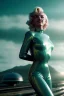 Placeholder: Ultra Realistic retro sci-fi scene, portrait, 2 blonde woman clones, sweet young Marilyn Monroe face, perfect iris, tight latex coat, helmet, Strange planet background. Spaceship, fog, rain, soft color, highly detailed, unreal engine 5, ray tracing, RTX, lumen lighting, ultra detail, volumetric lighting, 3d, finely drawn, high definition, high resolution.