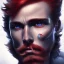 Placeholder: Red haired man with one black and one blue pupil