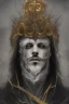 Placeholder: Realistic anime black metal corpsepaint god with golden crown