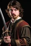 Placeholder: young european brown hair adult royal guard swordsman with rapier