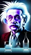 Placeholder: Albert Einstein, detailed and intricate calligraphy ink painting of a "cyborg Mad Scientist" holding beakers, outer space Background cosmic fractals, dystopian, concept art, unreal engine 5, god rays, ray tracing, RTX, lumen lighting, ultra detail, volumetric lighting, 3d, finely drawn, high definition, high resolution. award-winning: professional portrait: atmospheric: commanding: fantastical: clarity: 16k: ultra quality: striking: brilliance: stunning colors: amazing depth: masterfully crafted