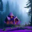 Placeholder: purple high elf in a misty enchanted forest