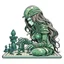 Placeholder: medusa in the style of cyber punk playing chess with a knight chess piece in her hand as a velcro patch