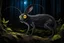 Placeholder: The nocturnal forest creature shown in the picture, the Nosferat, is able to find its way around in the dark (with its two large yellow glowing eyes). On its head, it wears elongated, dark ears and two thin antennae-like hairs, with which it can hear and recognize even the tiniest sounds. A (its body is slender, with smooth black-silver scales), so it can hide very well. It feeds on predatory forest animals and birds, and also sucks their blood. Its two front needle-like teeth help it suck blood