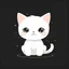 Placeholder: 2D vector graphic of cute and kawai Cat, simple color, flat style, use only 3color theme, Study on black background