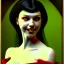 Placeholder: Portrait of Vampirella voloptuos beautiful green eyes smiling lingerie by Jean Auguste Dominique Ingres 4k