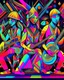 Placeholder: psychedelic musicians with geometrical patterns and neon colors