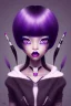 Placeholder: girl, cute, beautiful, black skin, purple eyes, black and white hair, big eyes, purple lipstick, white eyeliner