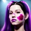 Placeholder: Front face, Rosalía artist, sweet, pigtails hair, gold, pink, geisha, led lights, fog, rain, latex, vibrant color, highly detailed, art stations, concept art, smooth, unreal engine 5, god rays, ray tracing, RTX, lumen lighting, ultra detail, volumetric lighting, 3d, finely drawn, high definition, high resolution.