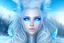 Placeholder: feral snow panorama with very beautiful fairy, blue eyes, white hair