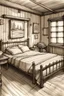 Placeholder: I want a sketch of different views of a rustic style bedroom