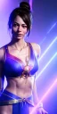 Placeholder: kristin kreuk face, chun li clothes, portrait busty and face, wearing blue dress, light effects, particles,