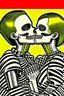 Placeholder: Funny Retro skeleton kiss woman valentine comic poster, in the style of Roy Lichtenstein