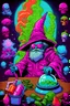 Placeholder: a toxic wizard, add text: "ABRACADABA"'; neon colors, 80’s poster art, Garbage Pail Kids, vaporwave, hyperdetailed