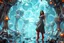 Placeholder: beautiful full body with long boots and midi dress lady in surreal interstar world made of fractal random size modern mechanical metalic basic objects with helical colors,geers, in clothing similar to environment full body posing to camera