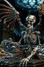 Placeholder: terrifying winged angel lich skeleton dragon with rattle snake head on underground bone bridge, in the style of fantasy movies, photorealistic, shot on Hasselblad h6d-400c, zeiss prime lens, bokeh like f/0.8, tilt-shift lens 8k, high detail, smooth render, down-light, unreal engine 5, cinema 4d, HDR, dust effect, vivid colors