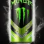 Placeholder: Bottle of monster Energy drink, with black background