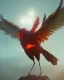 Placeholder: A beautiful portrait of a cyborg phenix bird ,fire on wings, high key lighting, volumetric light ,high details ,psychedelic background