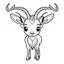 Placeholder: cute Antelope, black and white, white background, clean lines, coloring page for kids,