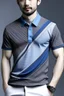 Placeholder: Man's Casual polo shirt with blue and grey diagonal stripes