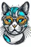 Placeholder: Cool Cat, Style: Pop Art, Mood: Confident, Lighting: Flat, T-shirt design graphic, vector, contour, white background.