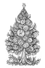 Placeholder: Outline art for cute Christmas coloring pages with a christmas tree, white background, sketch style, full body, only use outline, Mandala Style, clean line art, white background, no shadows and clear and well outlined, no colours, only black and white, no grey