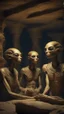 Placeholder: Hyper Realistic aliens inside Egyptian catacombs with lots of gold at dark night