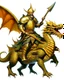 Placeholder: Iranian super soldier with his golden helmet and flaming spears riding a dragon