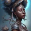 Placeholder: sango fantasy, fantasy magic, intricate, sharp focus, illustration, highly detailed, digital painting, concept art, bailarina matte, masterpiece head sexy view black African beauty black afro hair space lady turquoise carp skin African space landslide