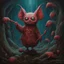 Placeholder: Dream of a cute fuzzy creature with a murderous past, by Didier Mazunu, by Dave Kendall, surrealism, bleeding matte oil paint.