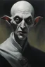 Placeholder: a closeup facial portrait of Nosferatu - extreme action pose - oil painting by Gerald Brom