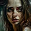 Placeholder: woman. Heavy impasto acrylic painting.