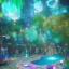 Placeholder: turquoise neon pool water sparkling at night in the dark detailed realistic glowing