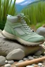 Placeholder: create a hiking shoe for a fake eco-friendly brand with light sage green soles